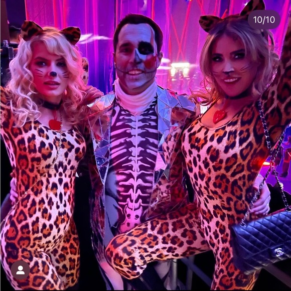 Leg Avenue Women's 3 Pc Cougar Costume with Catsuit, Headband, Choker Cat Tiger - Picture 3 of 4